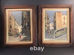 Pair of antique oil painting/oil on board/Signed Terzillo/Street Scene/Italy1940