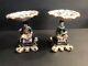 Pair Of Antique Porcelain Compote/tazza/chinese Figural Shafts/old Paris C. 1880