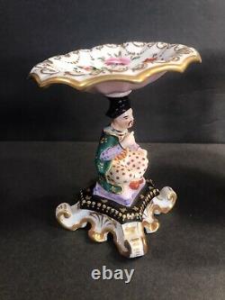 Pair of antique porcelain compote/Tazza/Chinese figural shafts/Old Paris C. 1880