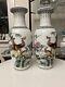 Pair Of Chinese Republic Egg Porcelain Signed Hand Painted Famille Rose Vases