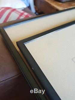 Pair of ebonised framed signed F Robson antique etchings of Oxford