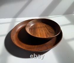 Pair of hand-turned wooden bowls signed W. Frost zebra wood and butternut