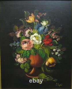 Pair of original Antique Floral paintings by Vito Ruggeri (Italian 1930-)