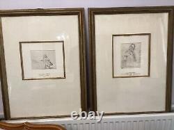 Pair of original antique etchings, 1842 Signed by Her Majesty Queen Victoria