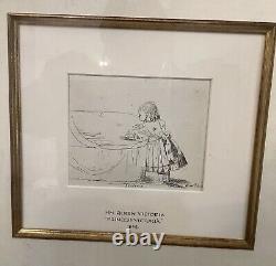 Pair of original antique etchings, 1842 Signed by Her Majesty Queen Victoria