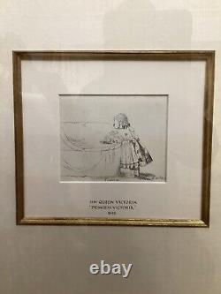 Pair of original antique etchings, 1842 Signed by Her Majesty Queen Victoria