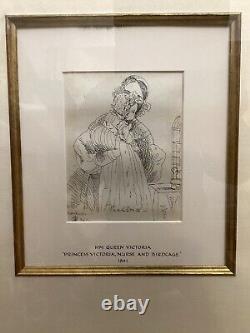 Pair of original antique etchings, 1842 Signed by Her Majesty Queen Victoria