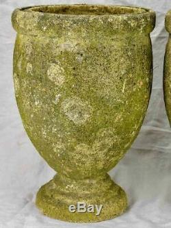 Pair of vintage Italian garden urns signed, cement 18