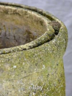 Pair of vintage Italian garden urns signed, cement 18