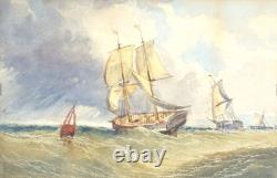 Pair of watercolors MARINES signed C. P. R. Painting Britanny vintage antique