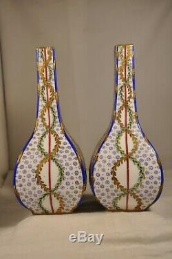 Paire Vases Porcelaine Ancien Sevres Antique Signed Porcelain Vases