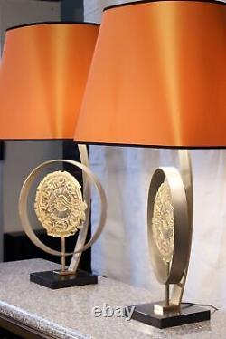 Philippe Cheverny Pair of bronze Zodiac sign lamps 1970s