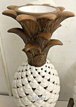 Pr. Of MCM ZACCAGNINI Signed Italian Pottery Pineapple Lamp Body/Base Lt. 1950s