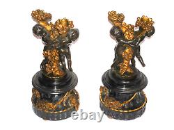 Pr Susse Freres Foundry 19c Paris Bronze & Onyx Candleabra Signed Oudry Scul