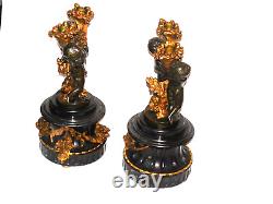 Pr Susse Freres Foundry 19c Paris Bronze & Onyx Candleabra Signed Oudry Scul