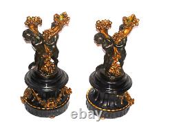 Pr Susse Freres Foundry 19c Paris Bronze & Onyx Candleabra Signed Oudry Scul