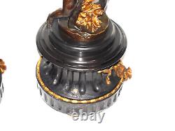 Pr Susse Freres Foundry 19c Paris Bronze & Onyx Candleabra Signed Oudry Scul