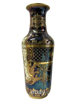 Purple Pair Antique 19c Royal Vienna Vases Signed
