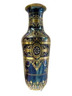 Purple Pair Antique 19c Royal Vienna Vases Signed