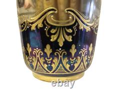 Purple Pair Antique 19c Royal Vienna Vases Signed