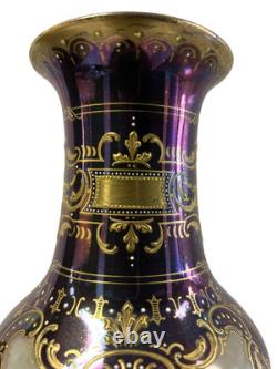 Purple Pair Antique 19c Royal Vienna Vases Signed