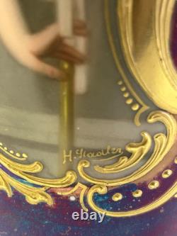 Purple Pair Antique 19c Royal Vienna Vases Signed