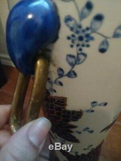 Qianlong Signed Antique Chinese Blue White Porcelain PAIR Floral butterflies