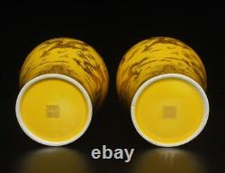 Qianlong Signed Pair Chinese Famille Rose Vase Withdragon