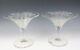 Quality Antique Pair Bohemian Czech Intaglio Engraved Glass Compote Signed Haida