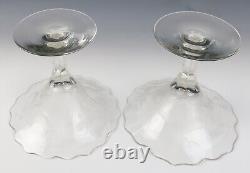 Quality Antique Pair Bohemian Czech Intaglio Engraved Glass Compote Signed Haida