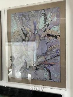 R Mann Signed Large Pair Abstract Oils In Acrylic Frames