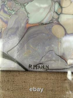 R Mann Signed Large Pair Abstract Oils In Acrylic Frames