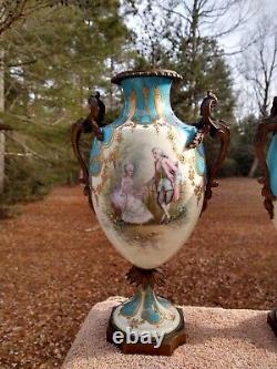 RARE! GORGEOUS 1800's Pair Antique French Sevres Porcelain Urn Lamps Signed