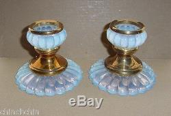 RARE Opulent PIERRE D'AVESN Deco Glass CANDLESTICK PAIR Girre OPALESCENT Signed