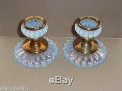 RARE Opulent PIERRE D'AVESN Deco Glass CANDLESTICK PAIR Girre OPALESCENT Signed