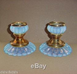 RARE Opulent PIERRE D'AVESN Deco Glass CANDLESTICK PAIR Girre OPALESCENT Signed