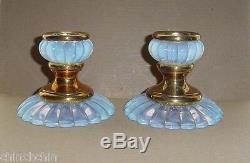 RARE Opulent PIERRE D'AVESN Deco Glass CANDLESTICK PAIR Girre OPALESCENT Signed