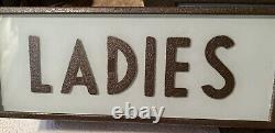 RARE PAIR ANTIQUE ART DECO Theater Bar Restroom Mens Ladies Illuminated Signs EC