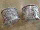 Rare Pair Antique Chineese Solid Silver Set 2 Napkin Rings Signed &makers T&c