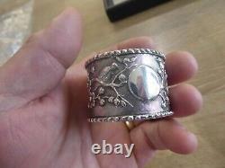 RARE PAIR ANTIQUE CHINEESE Solid Silver Set 2 Napkin Rings SIGNED &MAKERS T&C