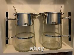 RARE PAIR ANTIQUE Style DR. C DRESSER MAGNUM CLARET JUGS SILVER PLATE SIGNED CUT