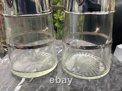 RARE PAIR ANTIQUE Style DR. C DRESSER MAGNUM CLARET JUGS SILVER PLATE SIGNED CUT