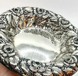 RARE PAIR of Antique English Sterling Silver Bon Bon Dish Candy Nut Bowl SIGNED