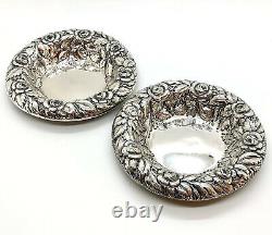 RARE PAIR of Antique English Sterling Silver Bon Bon Dish Candy Nut Bowl SIGNED