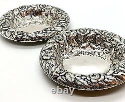 RARE PAIR of Antique English Sterling Silver Bon Bon Dish Candy Nut Bowl SIGNED