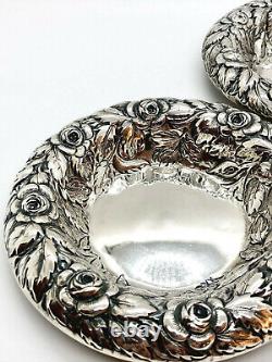 RARE PAIR of Antique English Sterling Silver Bon Bon Dish Candy Nut Bowl SIGNED