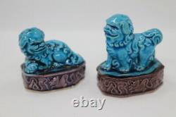 RARE Pair Foo Miniature Dogs 6 cm Chinese Porcelain XX Marked and Numbered