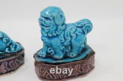 RARE Pair Foo Miniature Dogs 6 cm Chinese Porcelain XX Marked and Numbered
