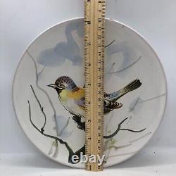 RARE! Pr Antique BHS hand painted bird plates pottery Italy- Artist Signed