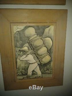 RARE VINTAGE ORIGINAL PAIR 1944 SIGNED DIEGO RIVERA ART LITHOGRAPHS-Rudolf Lesch